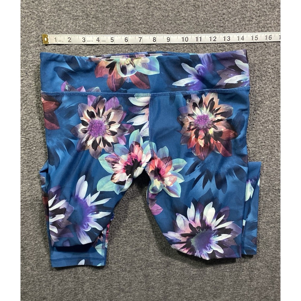 Live Love Dream Floral Leggings Women's Blue Pink Yoga Workout Pants Size L - Picture 7 of 9